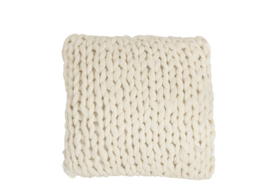 Coussin tricoté carré en acrylique blanc